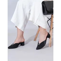 Shoetopia Women Black Solid Synthetic Block Pumps with Buckles Heels-picture-36