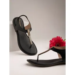 Shoetopia Women Black Solid T-Strap Flats-picture-27