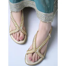 Shoetopia Women Embellished Party Open Toe Flats image 3