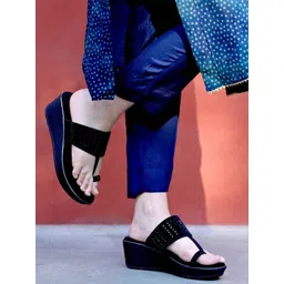 Shoetopia Women Embellished Wedge Sandals image 1