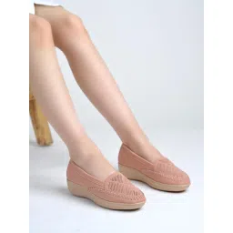 Shoetopia Women Peach Slip-On Loafers-picture-10