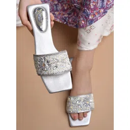 Shoetopia Women Printed Party Open Toe Flats with Bows-picture-26