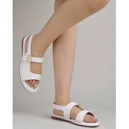 shoetopia Women Slip-On Slingback Flat Sandals with Buckle Accent  -picture-17