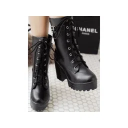 Shoetopia Women Solid Black Boots-picture-11