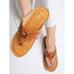 Shoetopia Women Tan Brown Embellished Sandals-picture-33