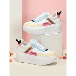 Shoetopia Women White Colourblocked Flatforms-picture-15