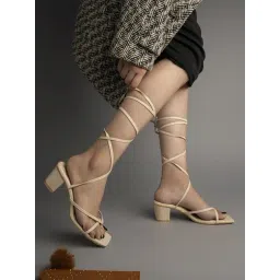 Shoetopia Women's Beige Gladiator Sandals-picture-38