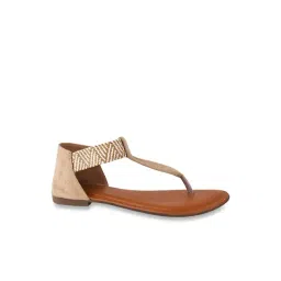 Shoetopia Women's Beige T-Strap Sandals-picture-39