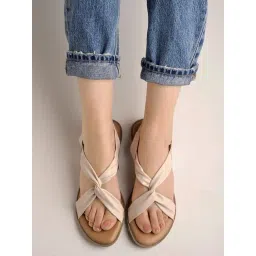 Shoetopia Women's Cream Sling Back Sandals-picture-27