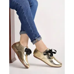 Shoetopia Women's Golden Derby Shoes-picture-34