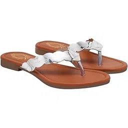 shoetopia Women’s Metallic Toe-Ring Flat Sandals | Stylish Slip-On Flats with Cushioned Footbed | Casual & Party Footwear-picture-30