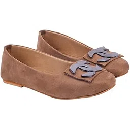 shoetopia Women's Suede Ballet Flats with Decorative Buckle - Slip-On Casual Bellies-picture-12