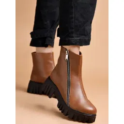 Shoetopia Women's Tan Casual Booties-picture-39