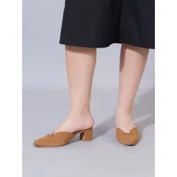 Shoetopia Women's Tan Mule Shoes-picture-35