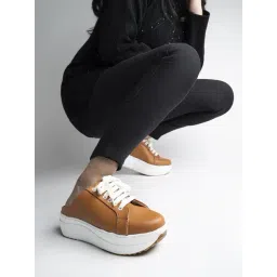 Shoetopia Women's Tan Sneakers-picture-31