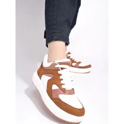 Shoetopia Women's White & Brown Sneakers-picture-15
