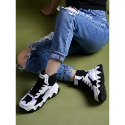 Shoetopia Women's White Ankle High Sneakers-picture-28