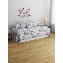 SHOMES Blue & Purple Printed Pure-Cotton 250-GSM Superfine Single-Size Diwan Set-picture-21