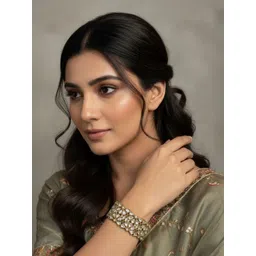 SHONA'S STYLE Brass-Plated Kundan Bangle-picture-17