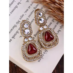 SHONA'S STYLE Brass-Plated Zircon Studded Triangular Shaped Drop Earrings-picture-34