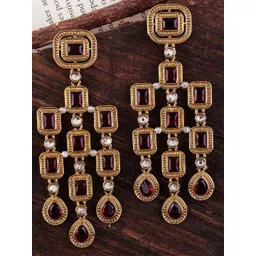 SHONA'S STYLE Gold-Plated Crystals Studded Classic Drop Earrings-picture-26