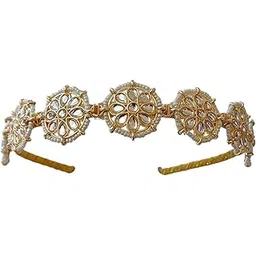 shona’s style Shona's Style Parineeti Hairband for Women Pearl and Gold-Tone Floral Bridal Headband, Net Weight: 35 gms-picture-10
