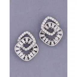 SHONA'S STYLE Stainless Steel Rhodium-Plated AD Studded Geometric Shaped Studs image 3