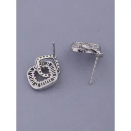 SHONA'S STYLE Stainless Steel Rhodium-Plated AD Studded Geometric Shaped Studs image 4