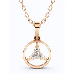 SHOORA DESIGNS 14KT Contemporary Trio Stone Circle Wedding Pendant Diamond-picture-11