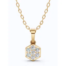 SHOORA DESIGNS 14KT Hexagon Cluster Minimalist Charm Pendant Diamond-picture-31