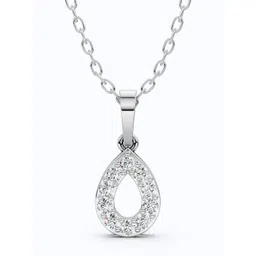 SHOORA DESIGNS 14KT Modern Open Pear Halo Everyday Pendant Diamond-picture-28