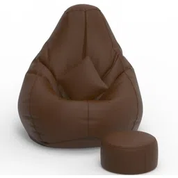 shop 24 care XL Premium Leatherette Bean Bag Chair with free Footrest and Pillow Bean Bag Chair With Bean Filling-picture-14