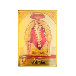 SHOP BY ROOM Yellow & Red Laminated Sai Baba Wall Painting-picture-19