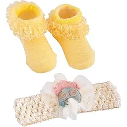 shop frenzy girls fancy newborn infant flill bootie with hair band | hair accesory (0-6 Months) Baby Shower Gift | Photo Prop-picture-27