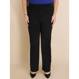 SHOP THE EDIT Women Relaxed Straight Leg Straight Fit High-Rise Easy Wash Trousers-picture-39