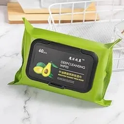 SHOPARIO Avocado Moisturizing Deep Cleaning Wipes Makeup Remover Facial Wipes Cucumber Vitamin E Makeup Remover Wipes Hydrating Refreshing Soothing-picture-25