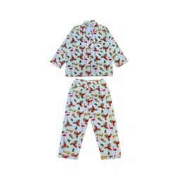 shopbloom Kids Printed Lapel Collar Pure Cotton Shirt & Pyjamas Night suit-picture-36