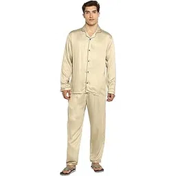 shopbloom Modal Satin Ultra Soft Dark Grey Full Sleeves Night Suit |Night Dress for Men-picture-21