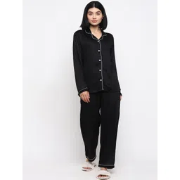 shopbloom Women Black Solid Night suit-picture-29