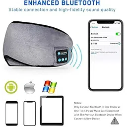 SHOPECOM Sleep Headphones Wireless Bluetooth Eye Mask - Music Travel Sleep Mask Bluetooth 5.0 Wireless Handsfree Sleeping Eye Mask with Speakers Microphone for Side Sleepers Washable(Multicolor) image 3