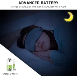 SHOPECOM Sleep Headphones Wireless Bluetooth Eye Mask - Music Travel Sleep Mask Bluetooth 5.0 Wireless Handsfree Sleeping Eye Mask with Speakers Microphone for Side Sleepers Washable(Multicolor) image 5