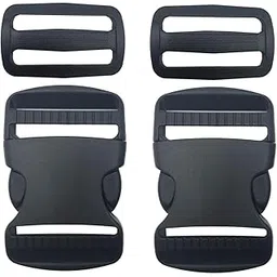 SHOPEE 2 Set 2 Inch Flat Dual Adjustable Plastic Quick Side Release Plastic Buckles and Tri-Glide Slides for Luggage Straps Pet Collar Backpack Repairing (Black, Fit for 2”/50mm Webbing Straps)-image-24