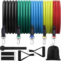 shopeleven Resistance Bands 5 unit Set for Exercise, Stretching and Workout Toning Tube Kit Fitness Accessory Kit Kit-picture-10