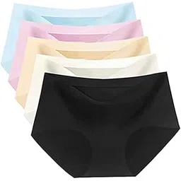 shopella Women Cotton Seamless Panties Womens Silk Panties Women Hipster Panties Medium Waist Briefs Hipster Underwear Pack of 3 Multicolour-picture-37