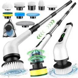 shopfer 9-in-1 Electric Spin Scrubber | Bathroom, Floor & Kitchen Cleaning Brush Sponge Wet and Dry Brush-picture-22