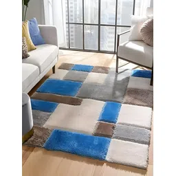 Shopgallery Grey & Blue Geometric Anti-Skid Carpet-picture-11