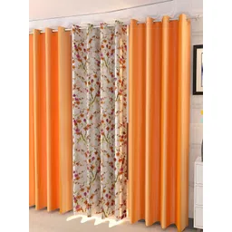 Shopgallery Orange & White 3 Pcs Floral Room Darkening Window-picture-22
