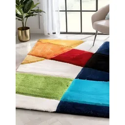 Shopgallery Orange & White Geometric Anti-Skid Carpet-picture-31