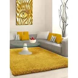 Shopgallery Orange Textured Anti Skid Rectangle Shaggy Carpet-picture-25