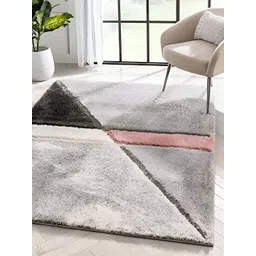 Shopgallery Pink & Grey Geometric Anti-Skid Shaggy Carpet-picture-28
